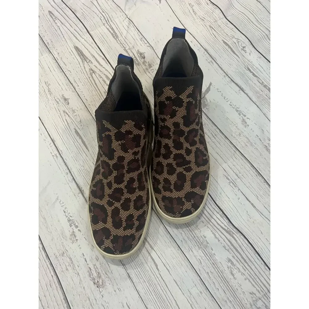 Rothy's Chelsea Wildcat Ankle Booties in Brown Leopard Size 10.5